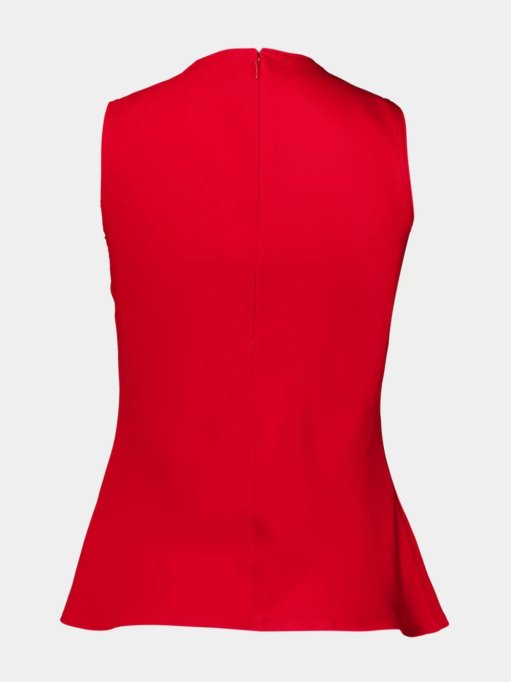 Poppy Red Sleeveless Top with Rounded Neckline - Image 2