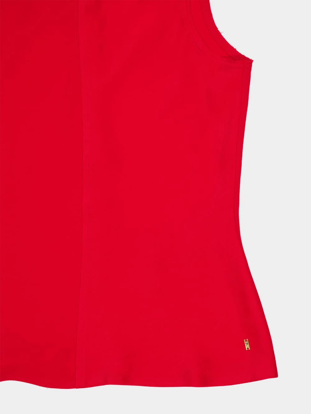 Poppy Red Sleeveless Top with Rounded Neckline - Image 3