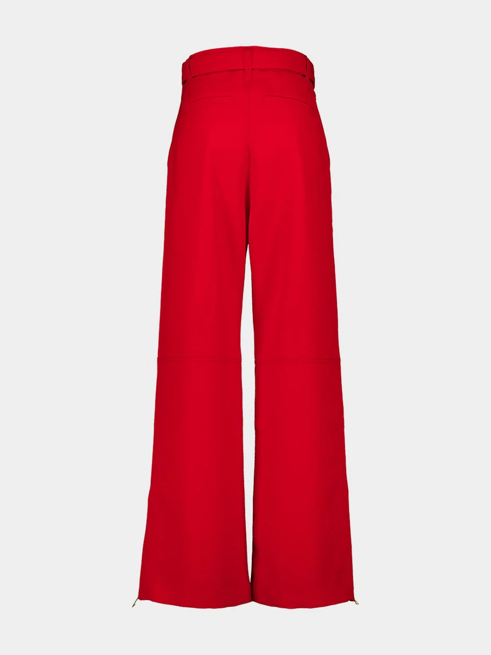 Poppy Red Wool Cargo Trousers - Image 3