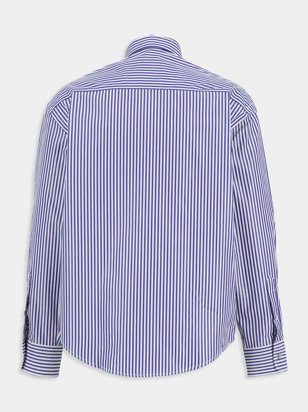Royal Blue Cotton Embossed Striped Ami De Coeur Boxy Shirt - Image 3