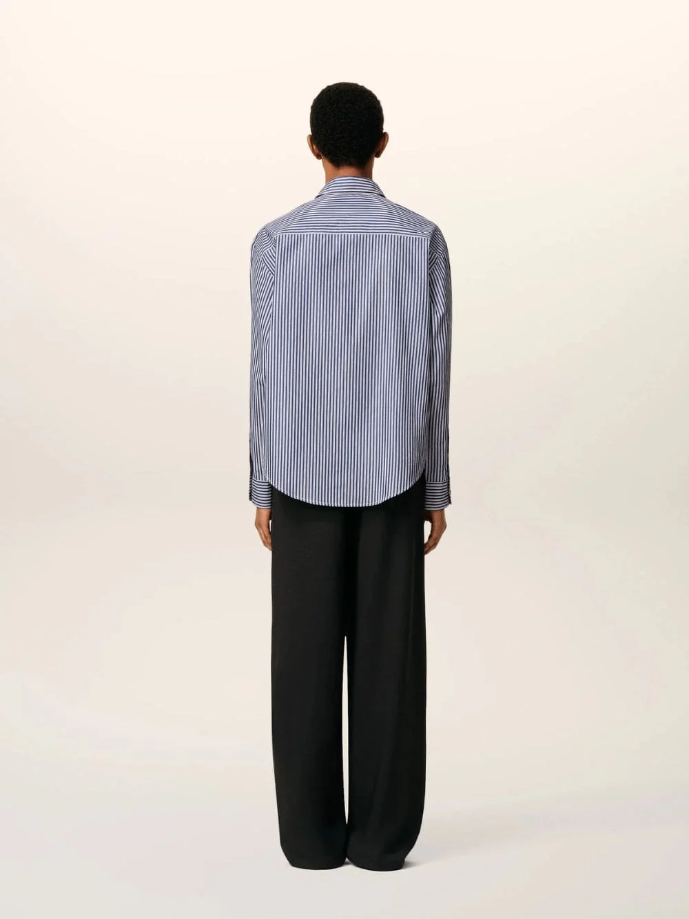 Royal Blue Cotton Embossed Striped Ami De Coeur Boxy Shirt - Image 4