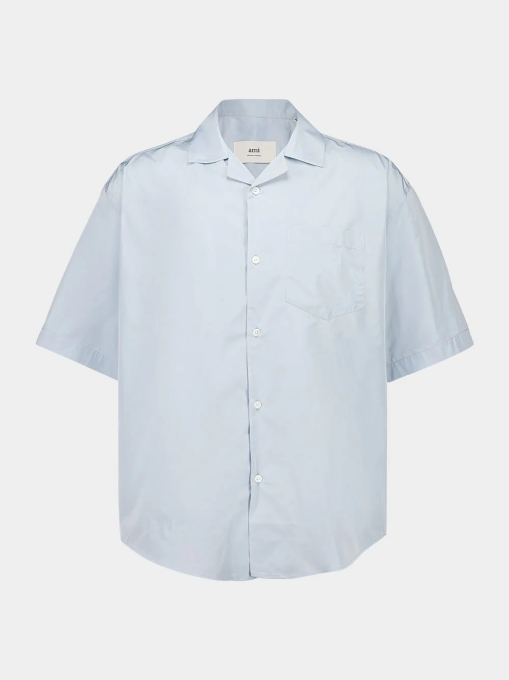 Sky Blue Taffeta Boxy Short-Sleeved Shirt - Image 2