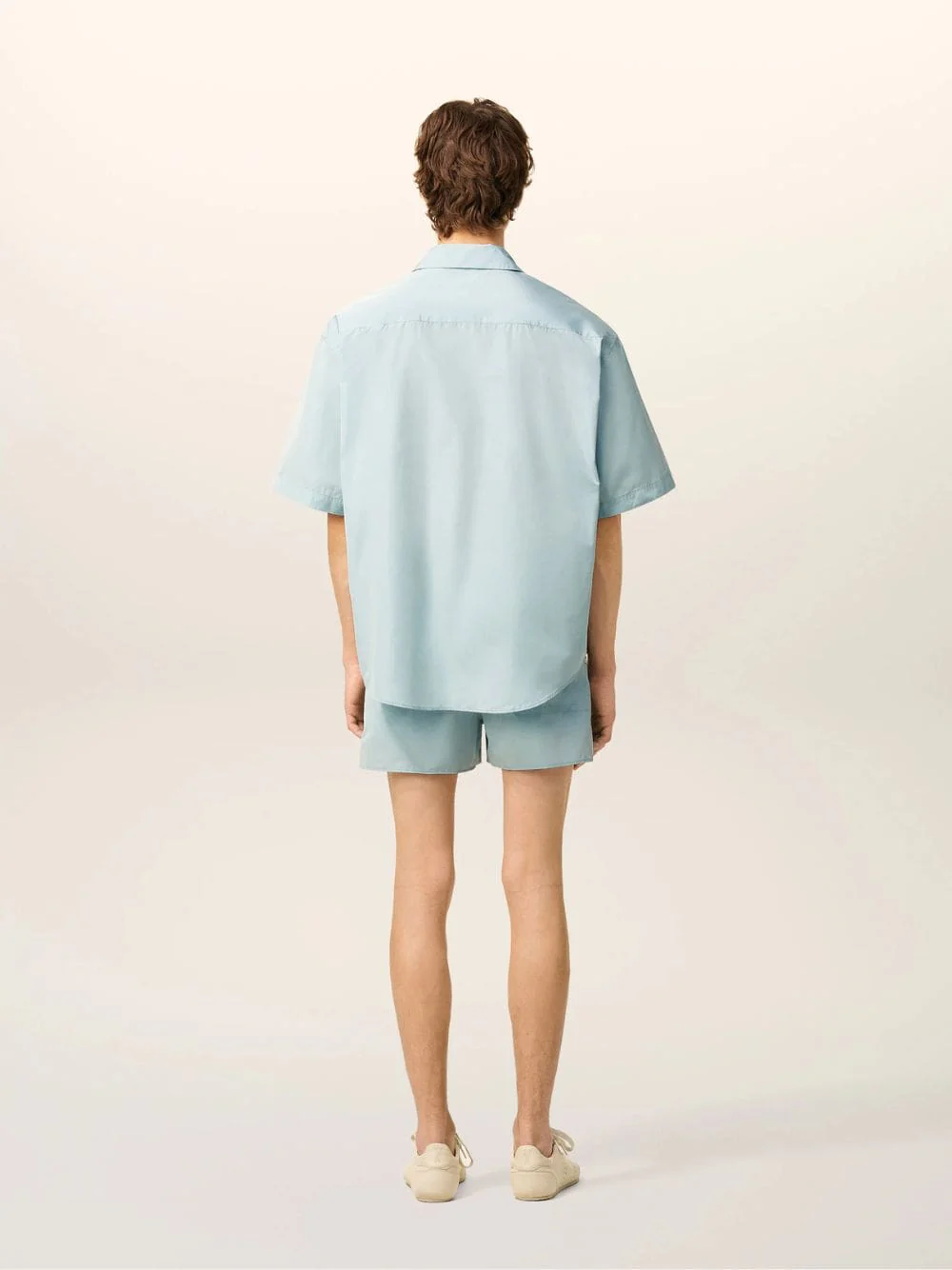 Sky Blue Taffeta Boxy Short-Sleeved Shirt - Image 3