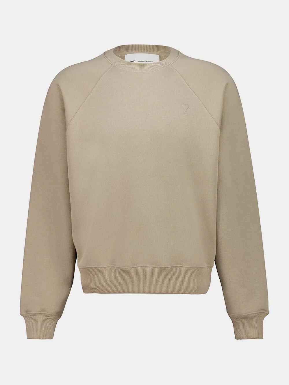 Taupe Beige Cotton Embossed Ami de Coeur Sweatshirt