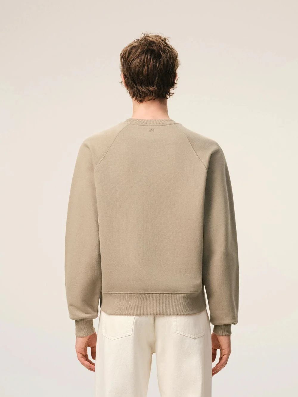 Taupe Beige Cotton Embossed Ami de Coeur Sweatshirt - Image 4