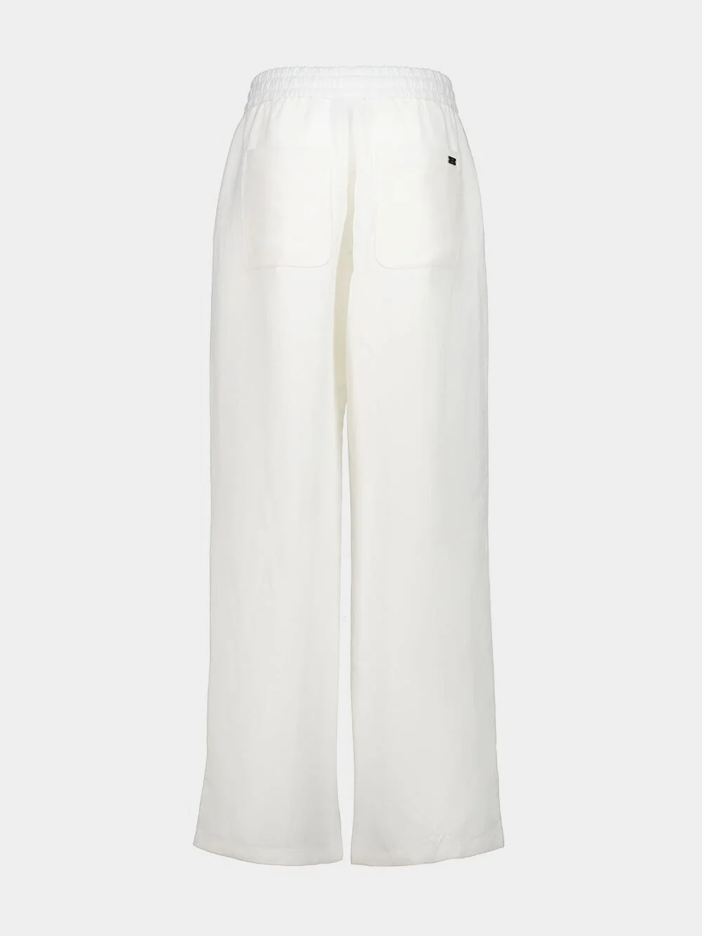 White Blended Linen Elasticated Waist Trousers - Image 3