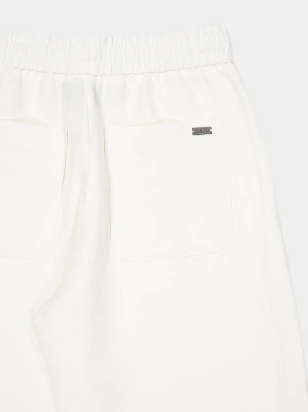 White Blended Linen Elasticated Waist Trousers - Image 6