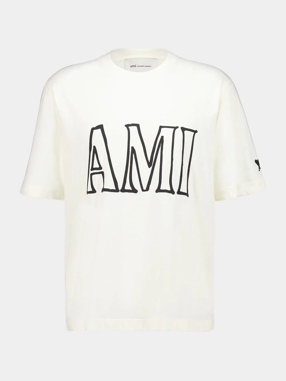 White Cotton AMI Paris Print T-Shirt