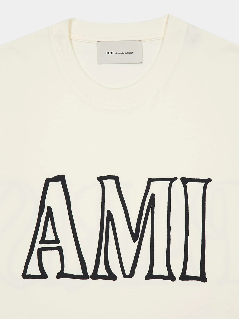 White Cotton AMI Paris Print T-Shirt - Image 3