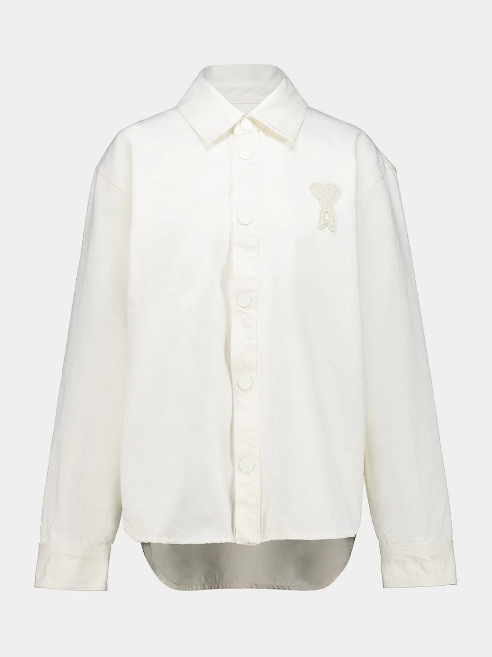 White Cotton Knitted Ami De Coeur Overshirt