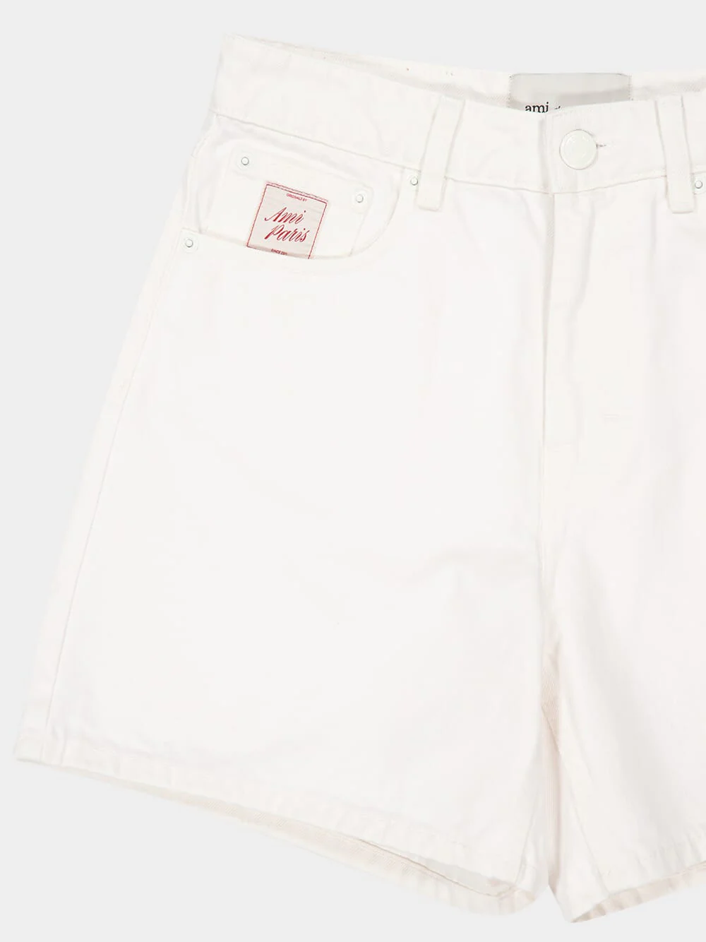 White Cotton Twill Shorts with Heritage Label - Image 5