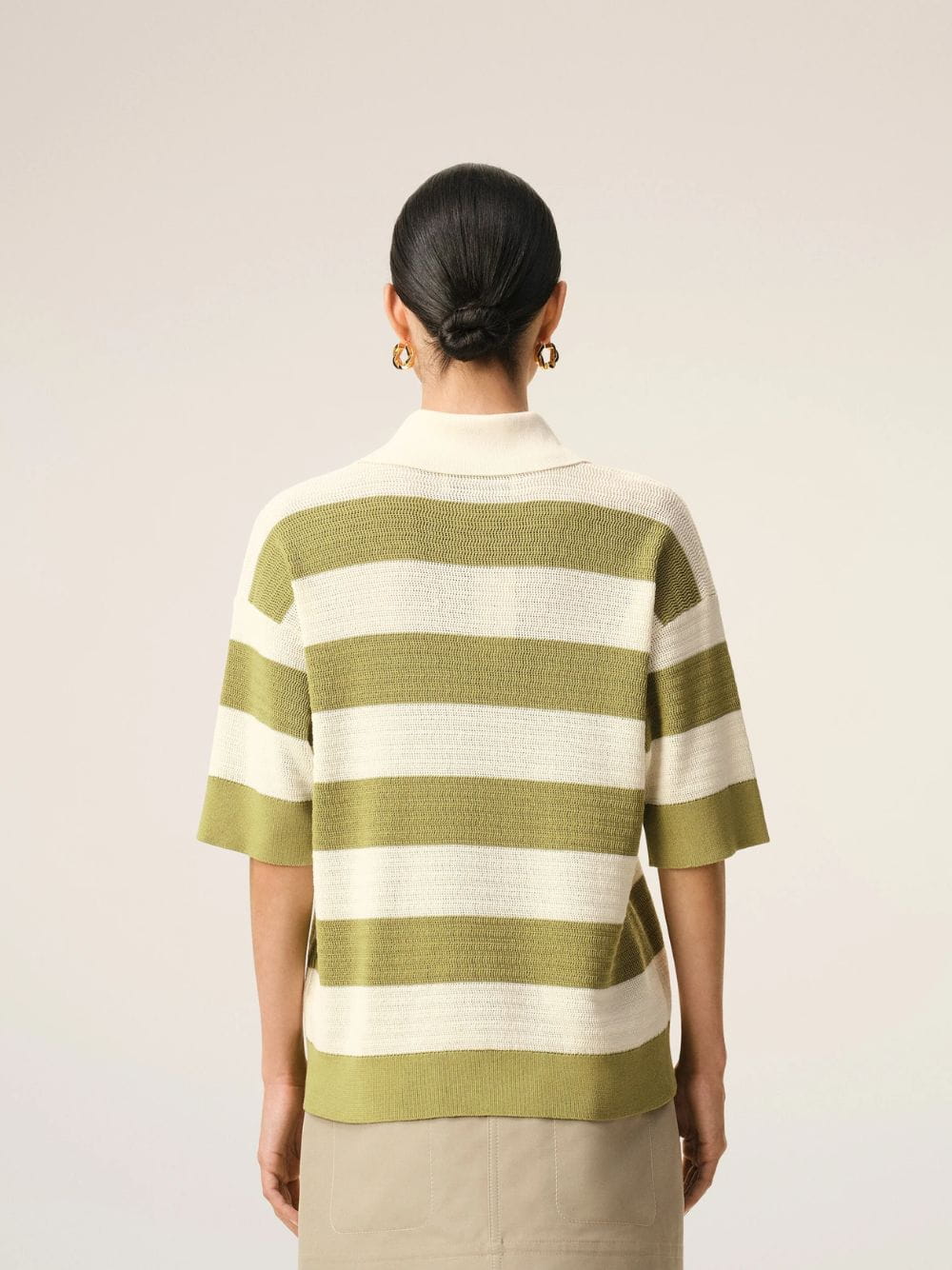 White Cream and Matcha Cotton Polo - Image 4