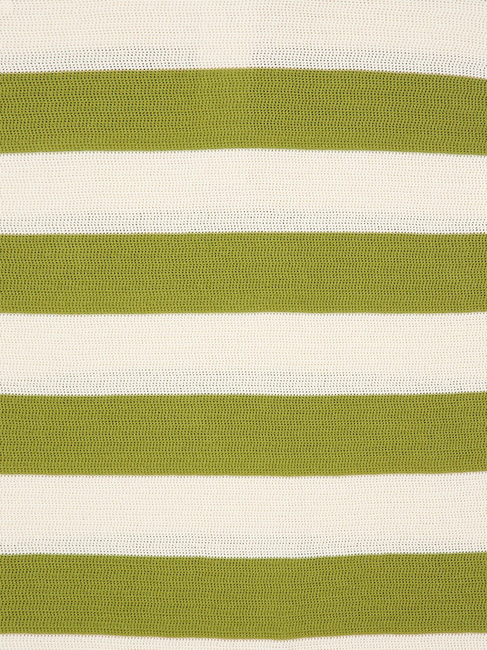 White Cream and Matcha Cotton Striped Polo - Image 4
