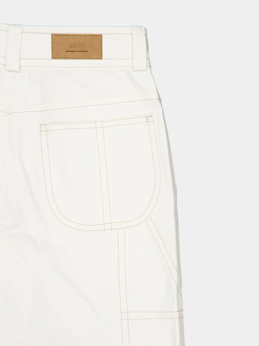 White Cream Cotton Worker Trousers - Image 6