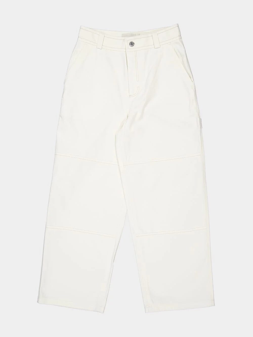 White Cream Cotton Worker Trousers - Image 7