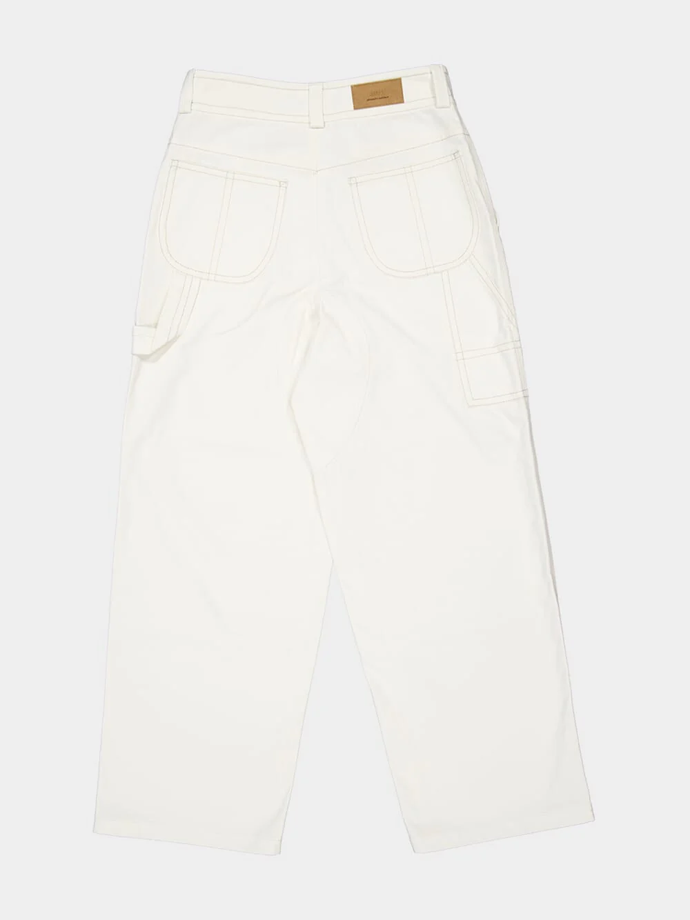 White Cream Cotton Worker Trousers - Image 8