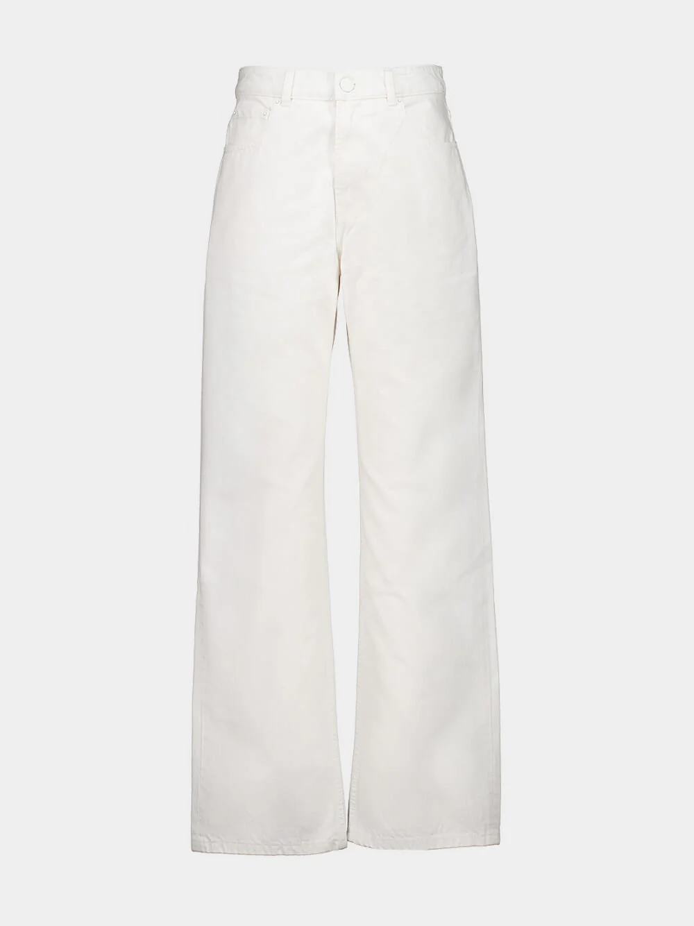 White Cream High-Waist Flared Jeans