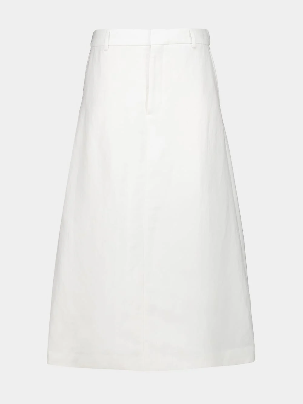White Cream Linen-Blend Long Trapeze Skirt - Image 2