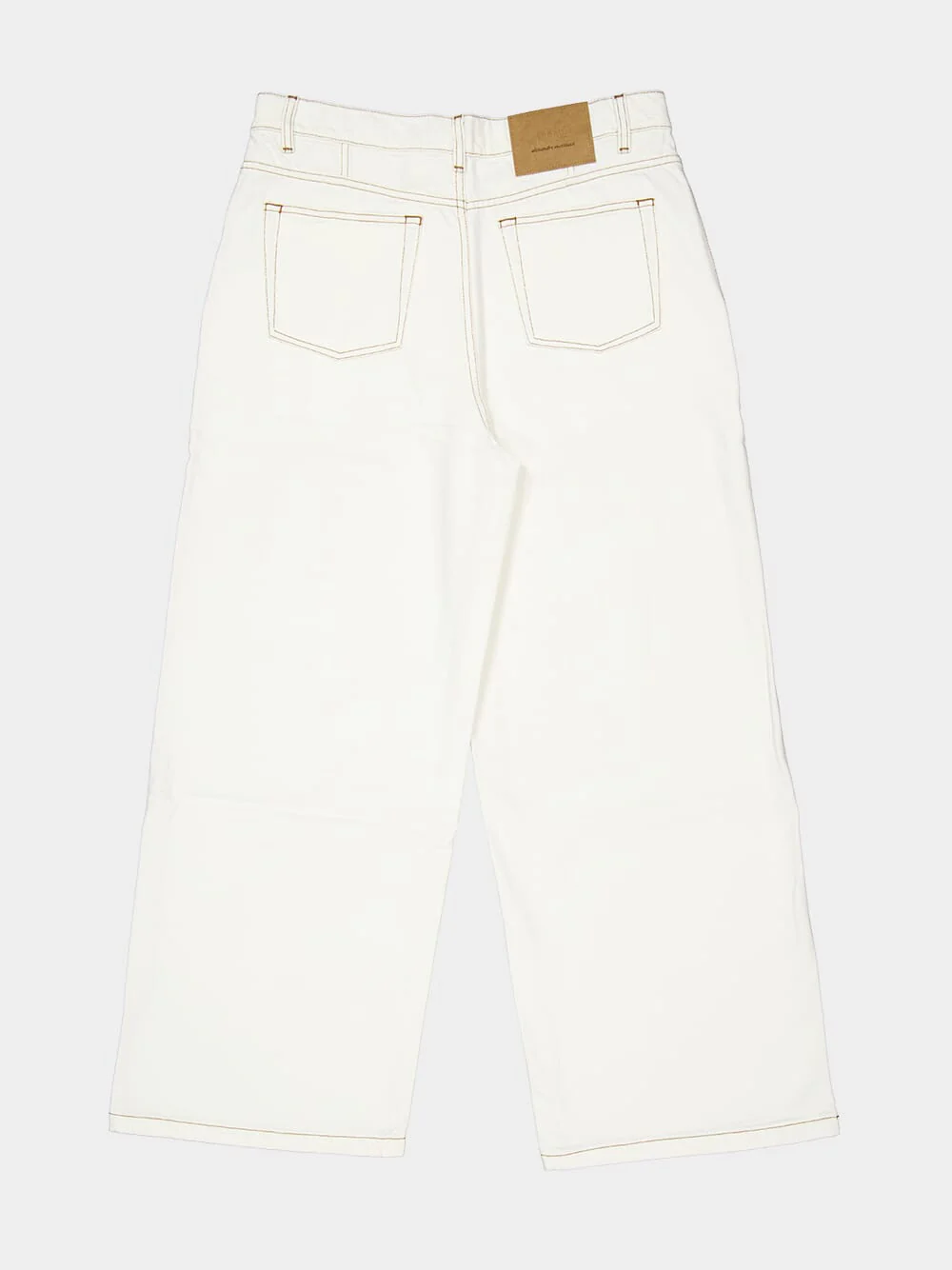 White Cream Wide Fit Denim Trousers - Image 8