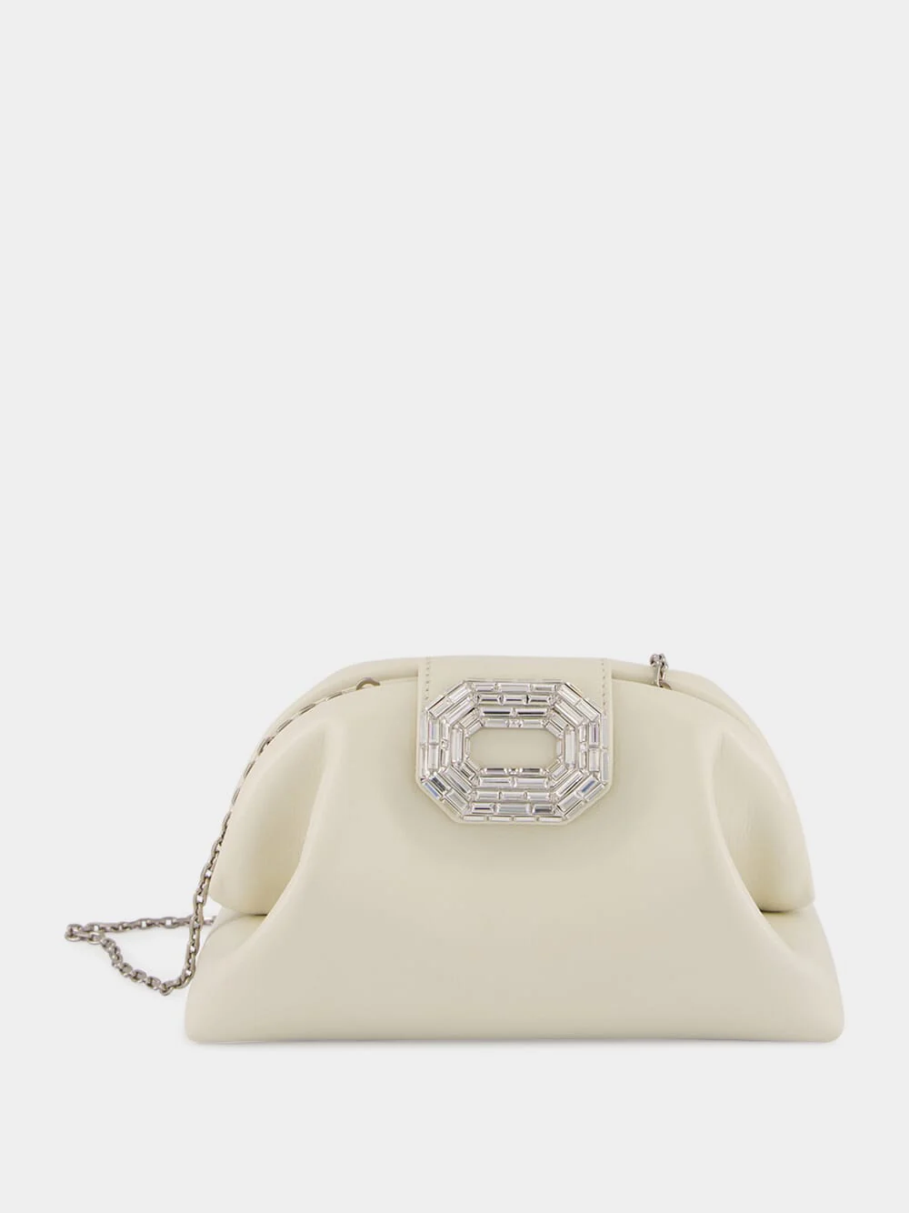 Almond Camelia Pouch in Nappa with Silver Hardware