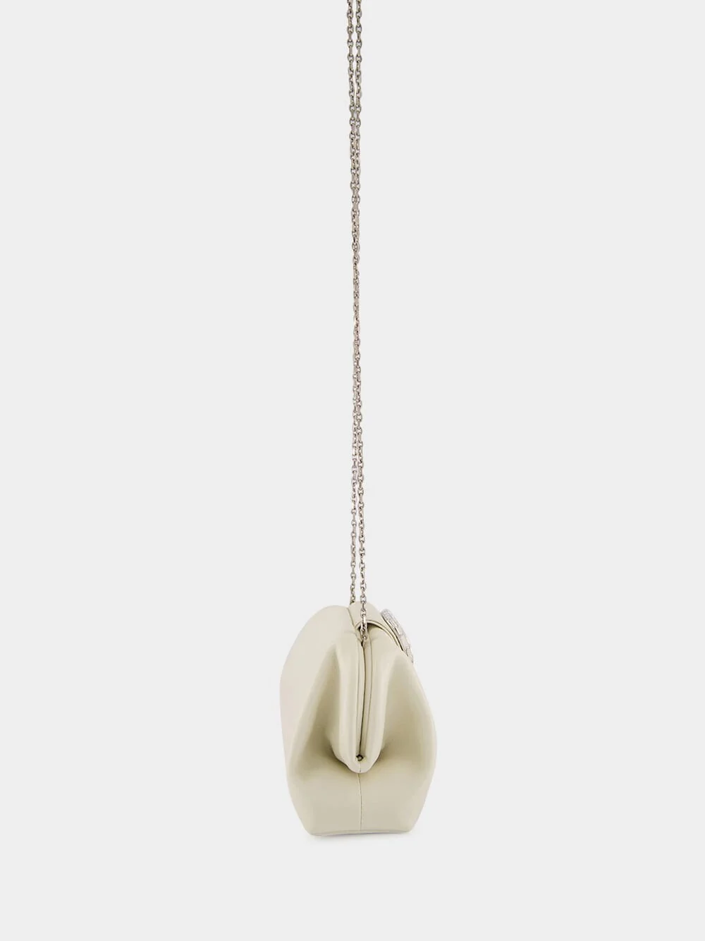 Almond Camelia Pouch in Nappa with Silver Hardware - Image 4