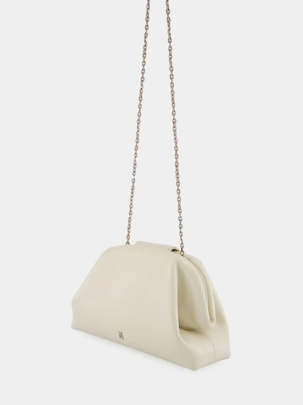 Almond Camelia Pouch in Nappa with Silver Hardware - Image 5