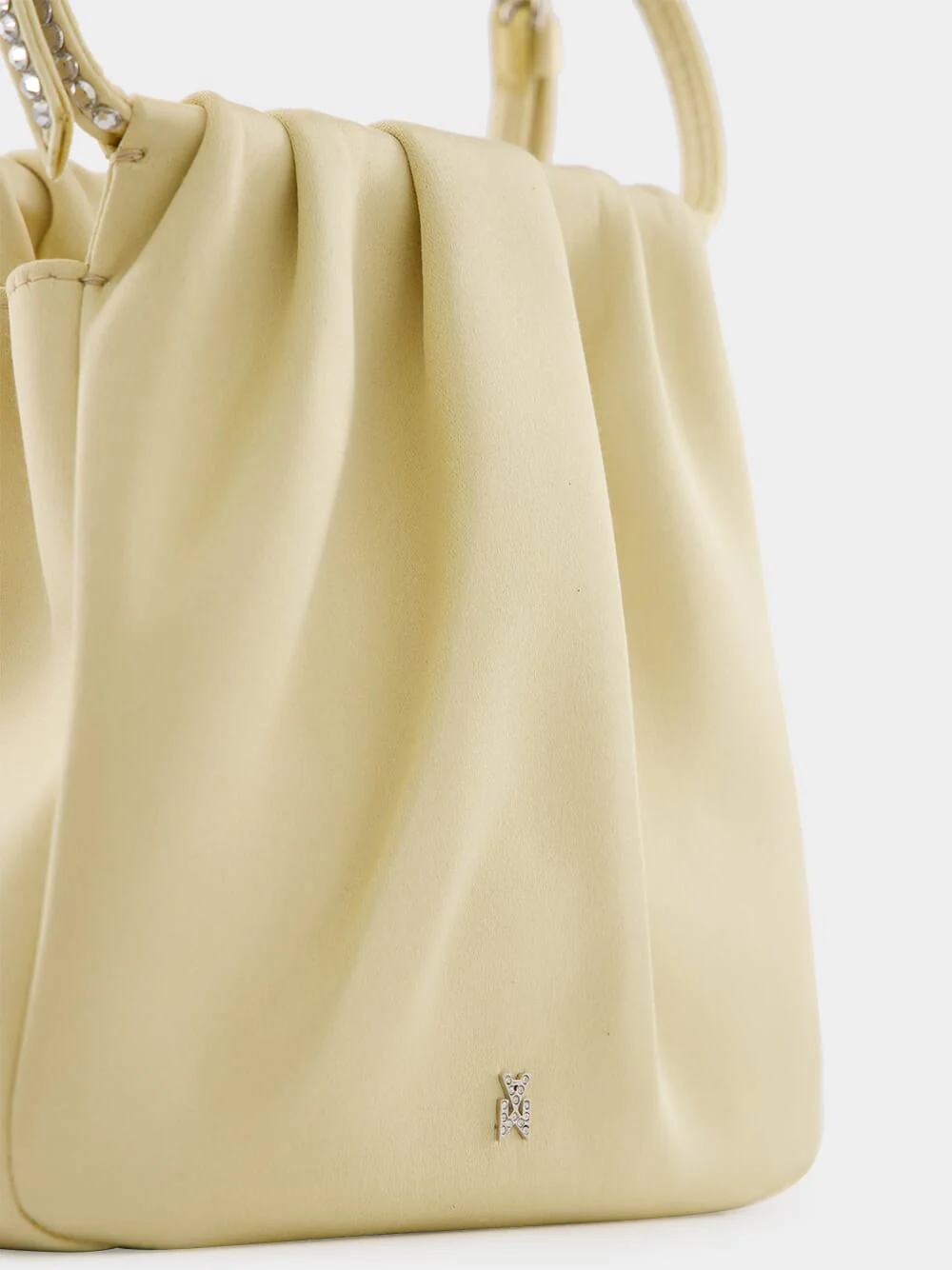 Vittoria Butter Satin Bag with Crystal Handle - Image 6