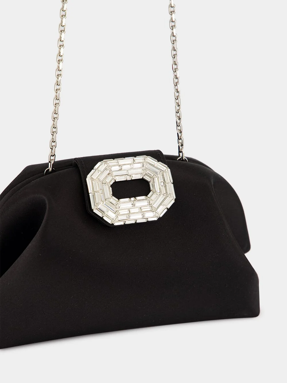 Black Camelia Satin Clutch - Image 8