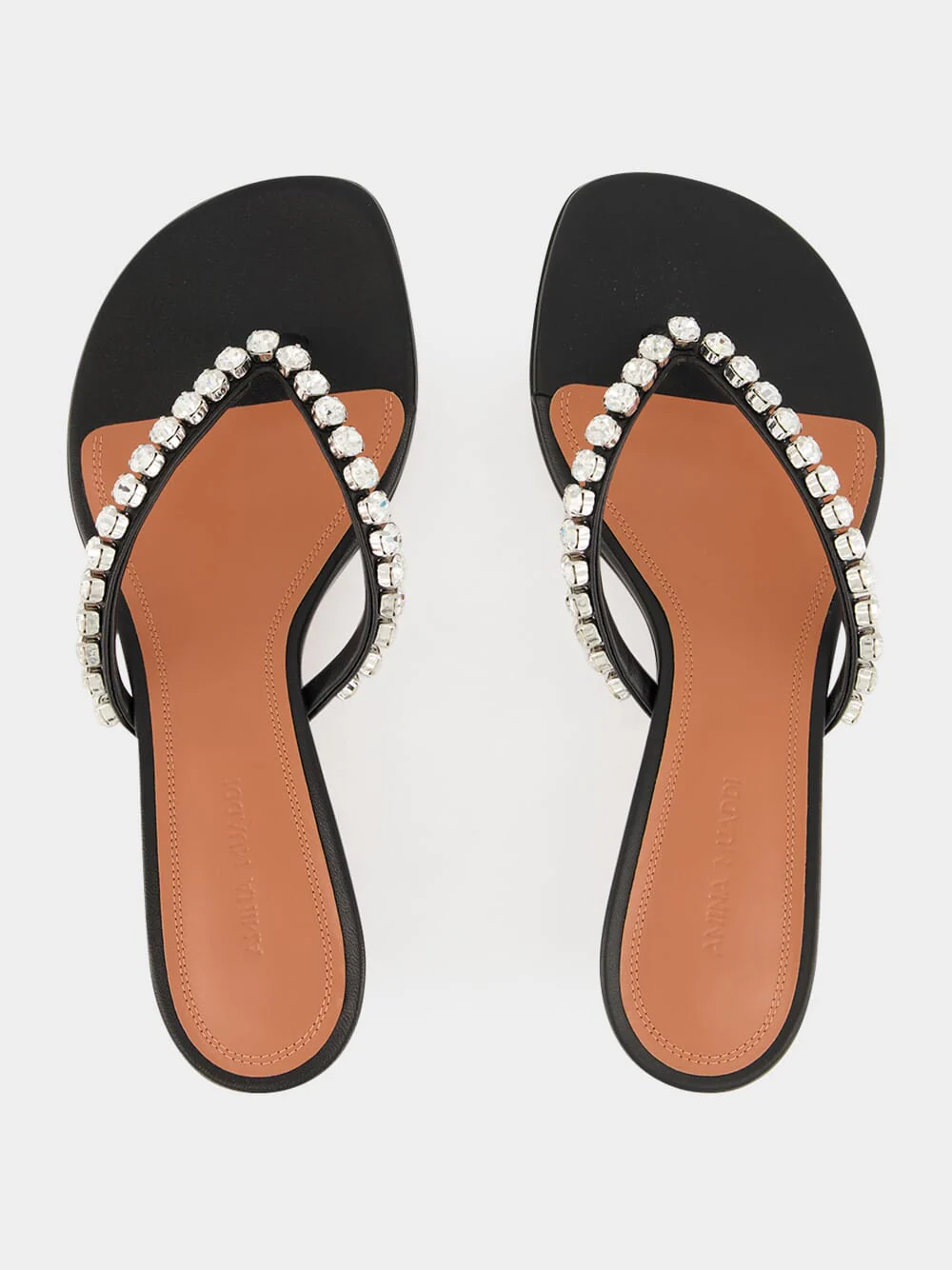 Black Gigi Thong Sandals with Crystals - Image 4