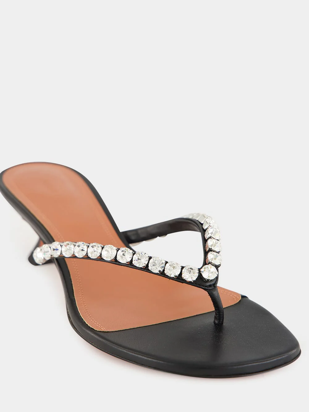 Black Gigi Thong Sandals with Crystals - Image 6