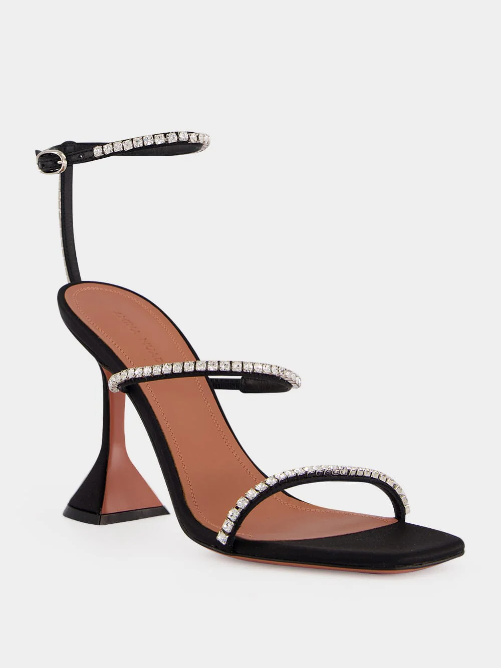 Gilda 95 Crystal Black Satin Sandals - Image 2