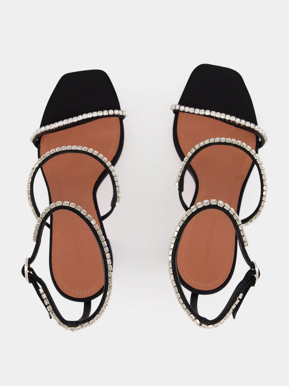 Gilda 95 Crystal Black Satin Sandals - Image 4