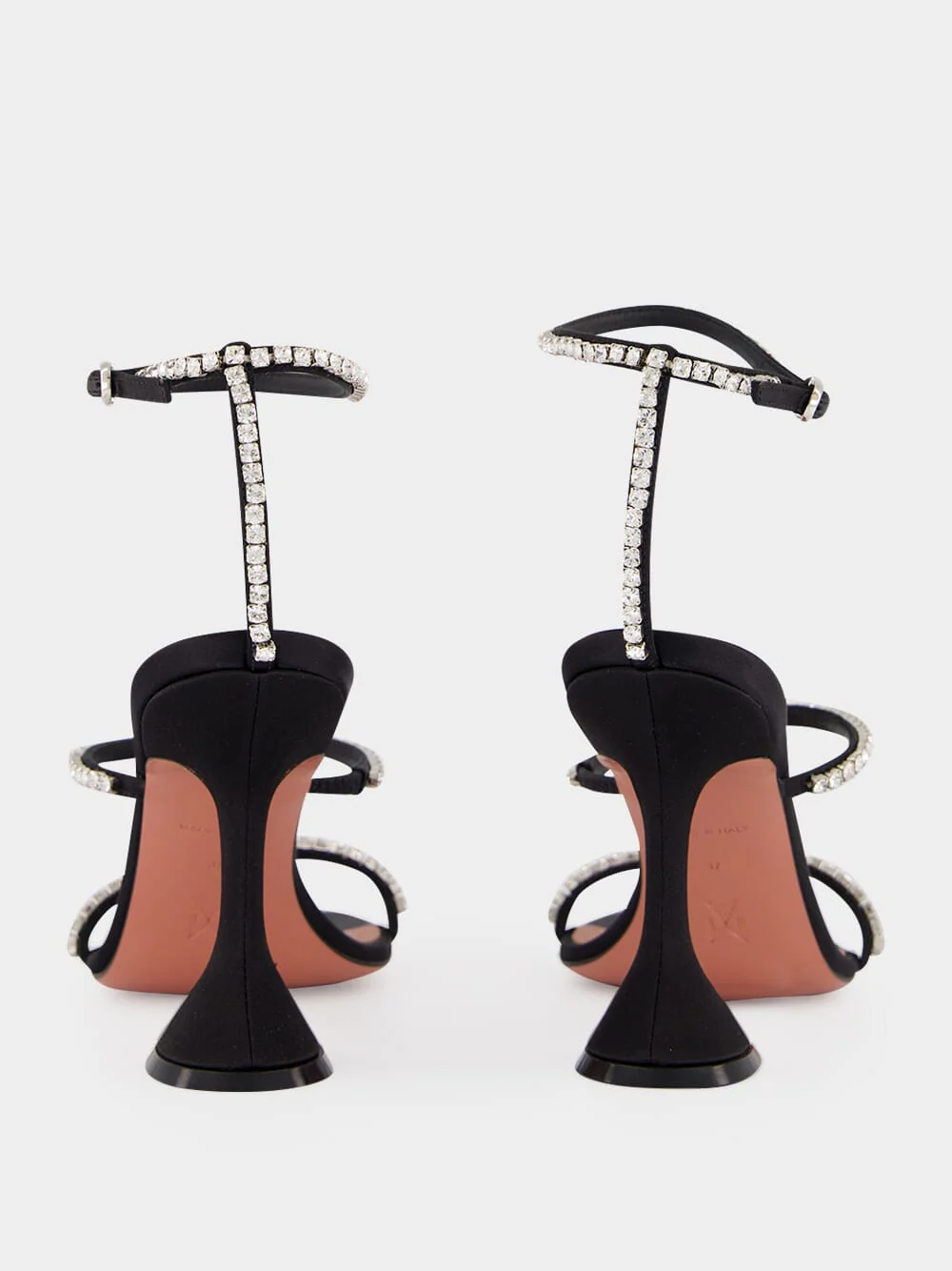 Gilda 95 Crystal Black Satin Sandals - Image 5