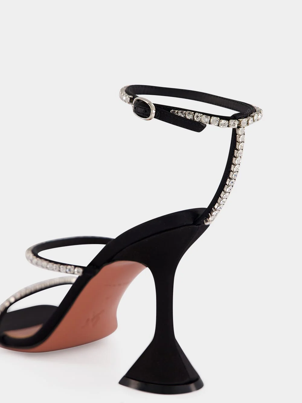 Gilda 95 Crystal Black Satin Sandals - Image 7