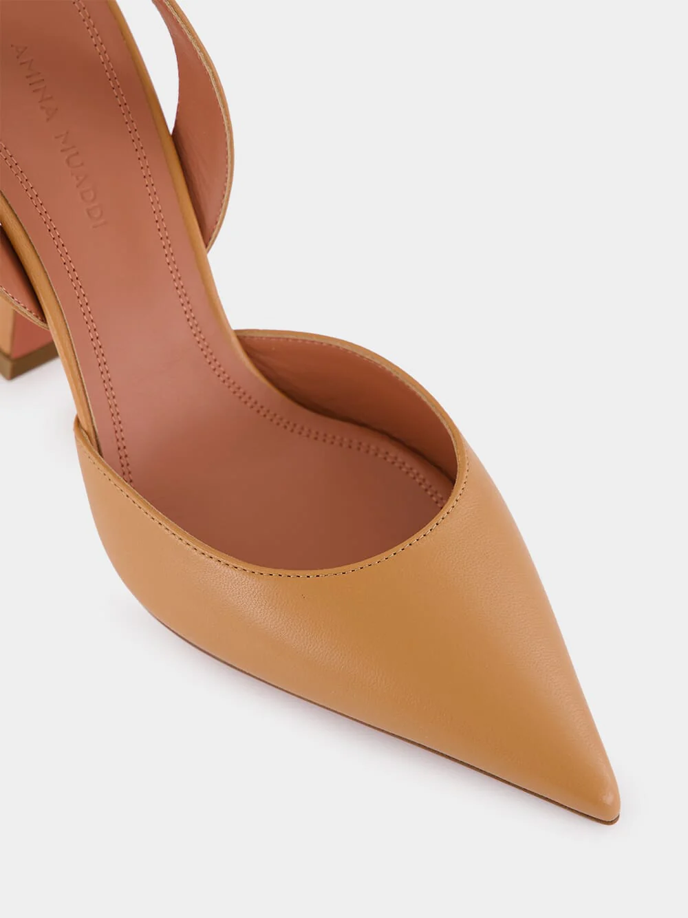 Latte Holli 95 Slingback Pumps in Nappa Leather - Image 7