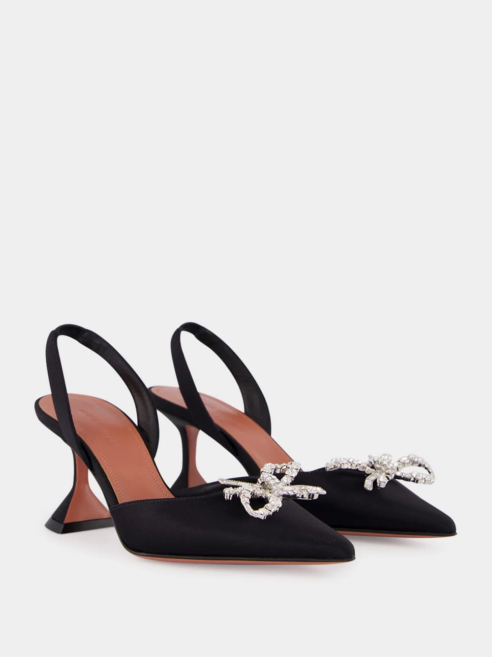 Rosie Black Satin 70 Slingback Heels - Image 3