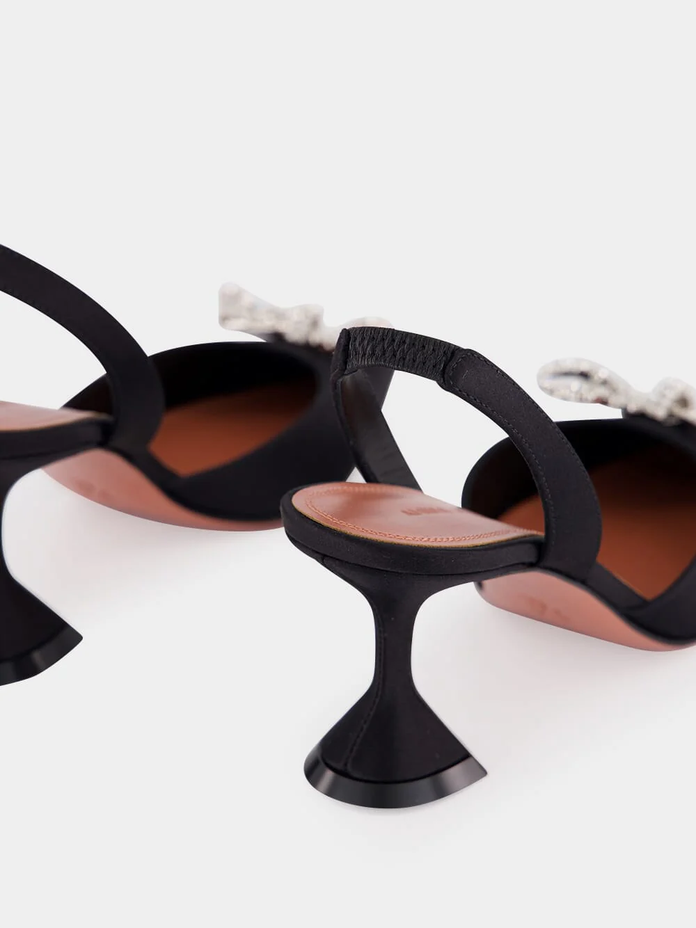 Rosie Black Satin 70 Slingback Heels - Image 6