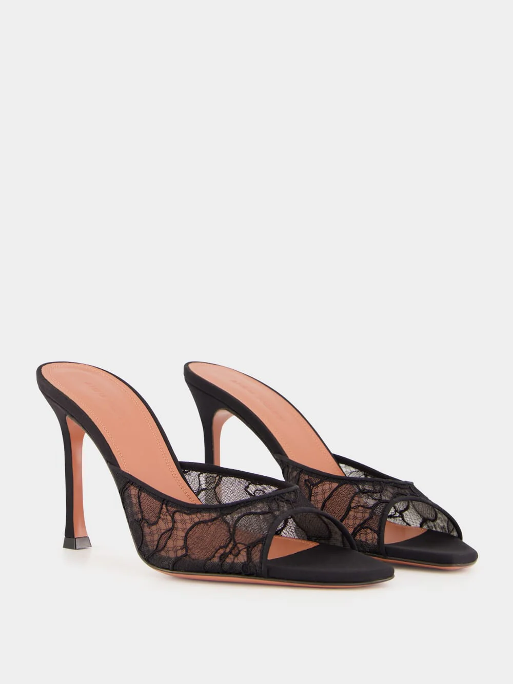 Black Alexa Lace High-Heel Mules - Image 3