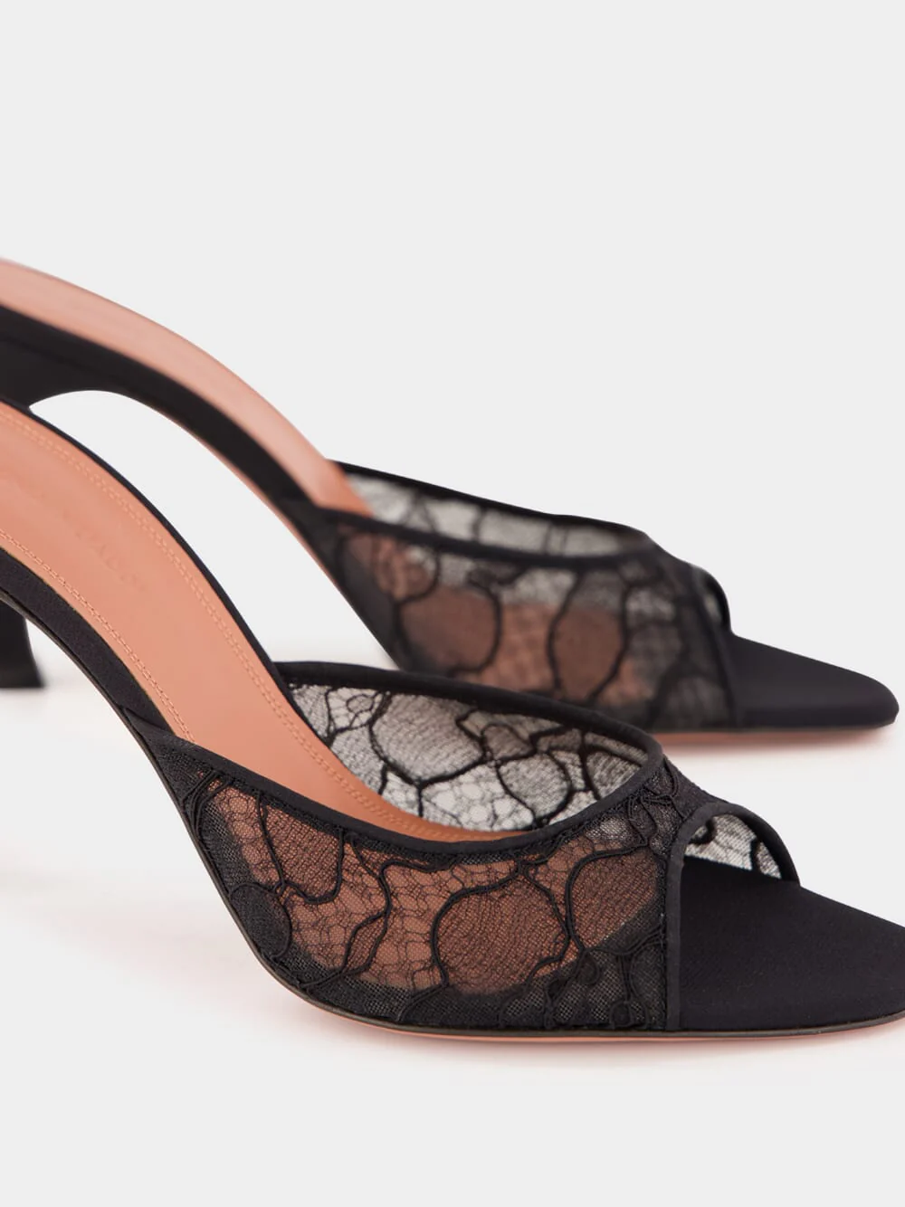 Black Alexa Lace High-Heel Mules - Image 6