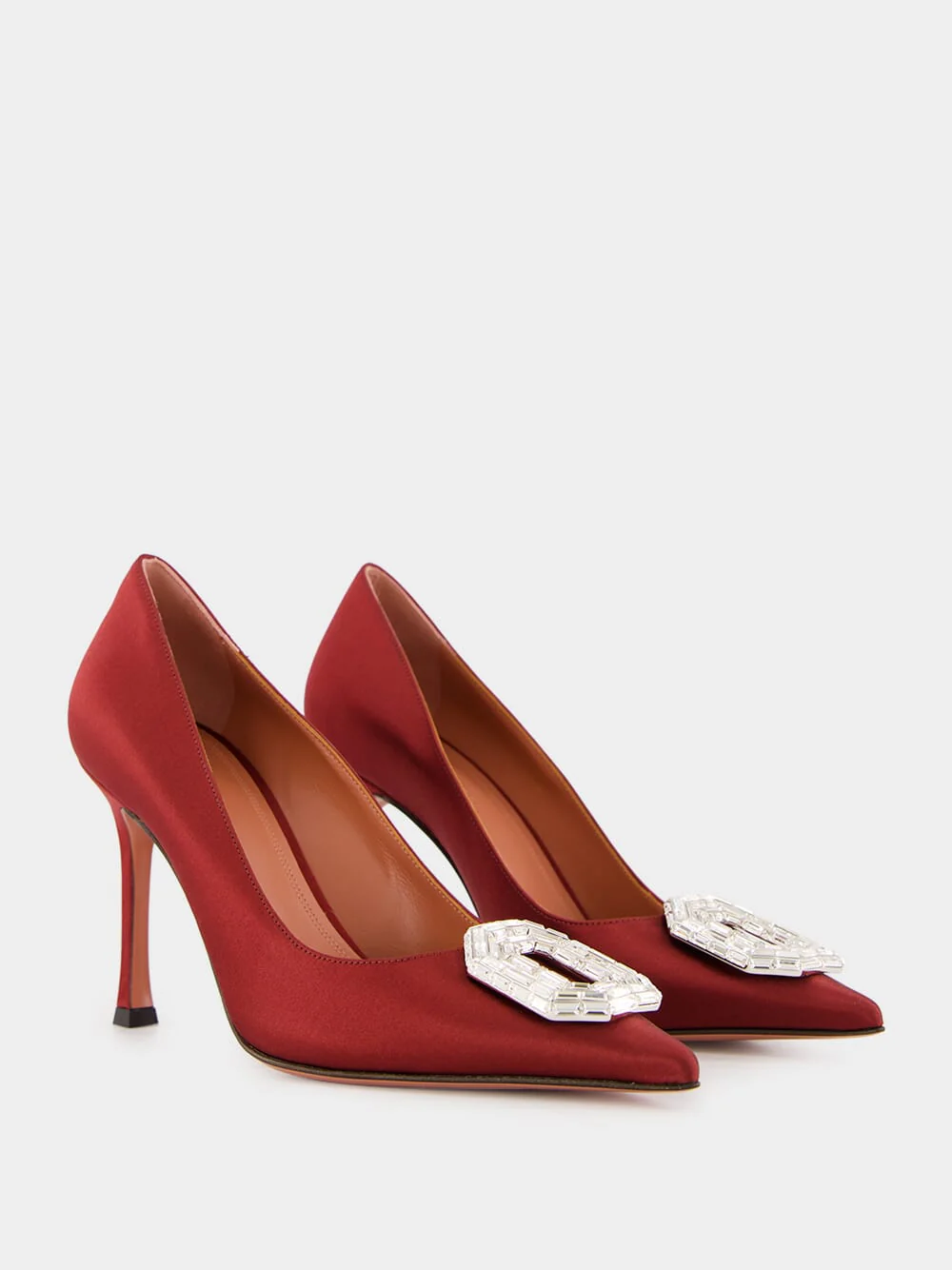 Red Camelia Satin Pumps - Image 3