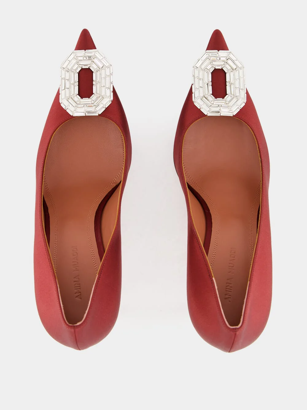 Red Camelia Satin Pumps - Image 4