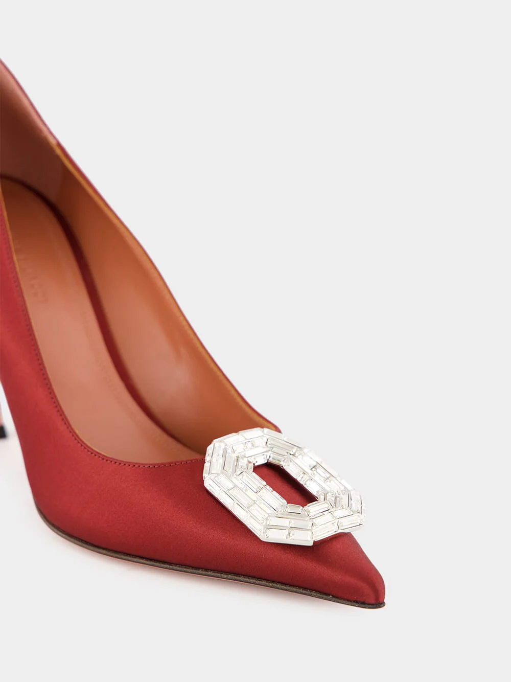 Red Camelia Satin Pumps - Image 6