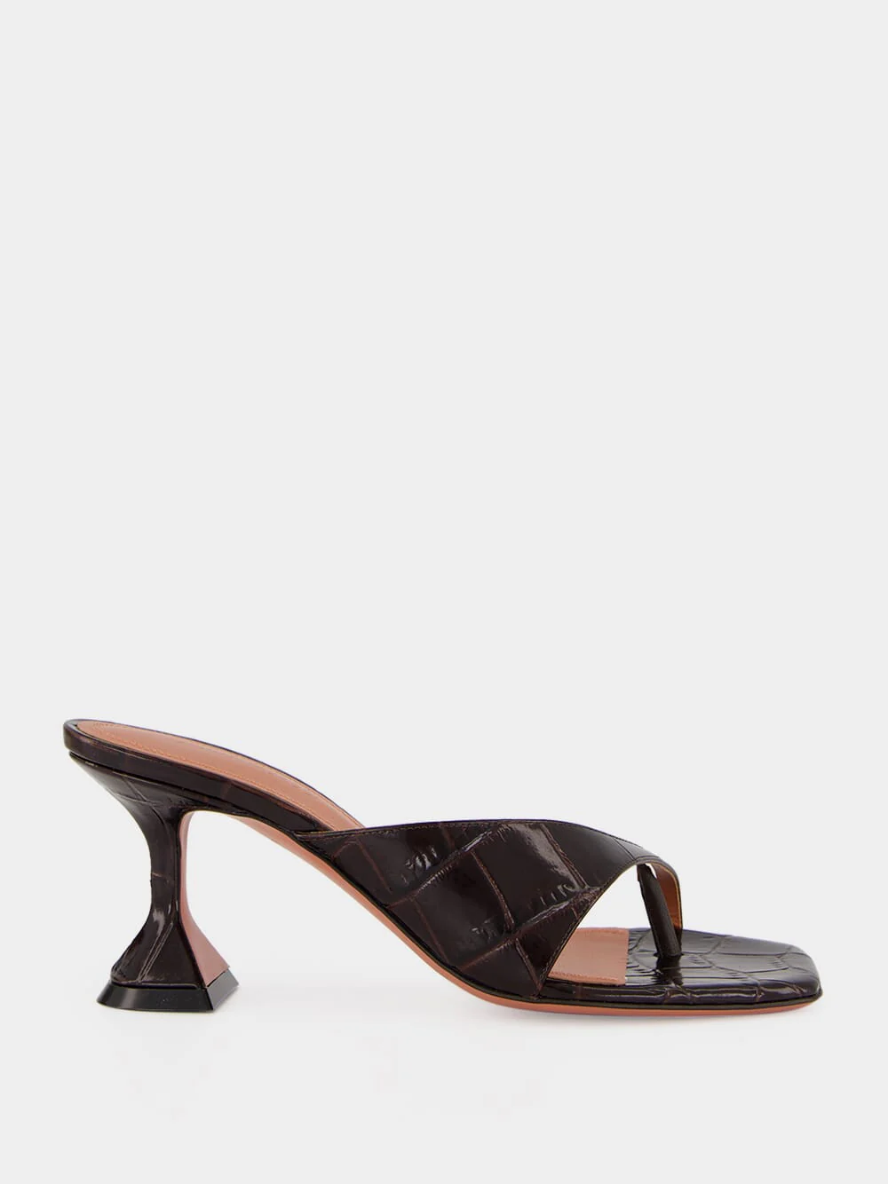 Shiona 70 Coffee Crocodile Heeled Mules