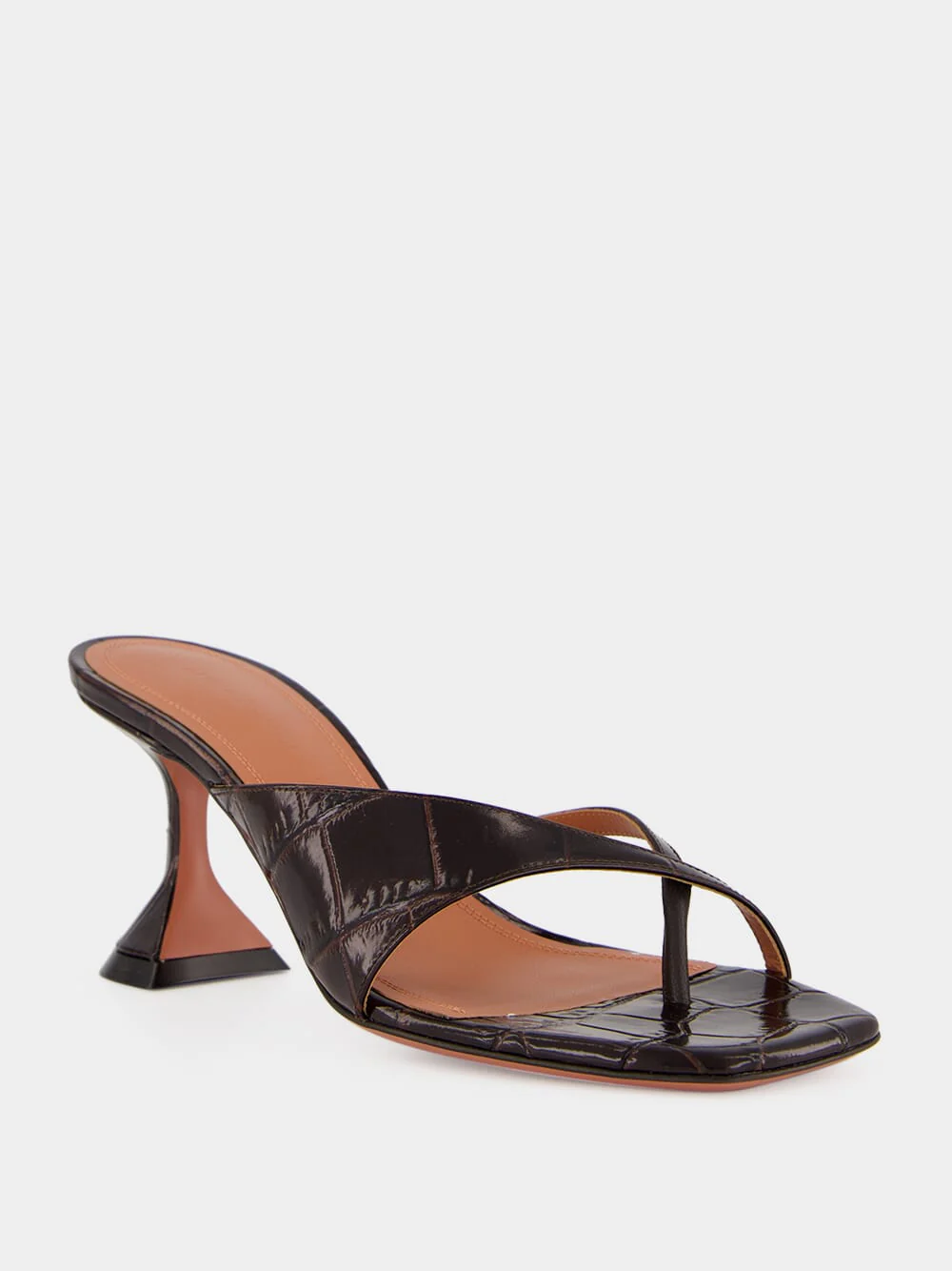 Shiona 70 Coffee Crocodile Heeled Mules - Image 2