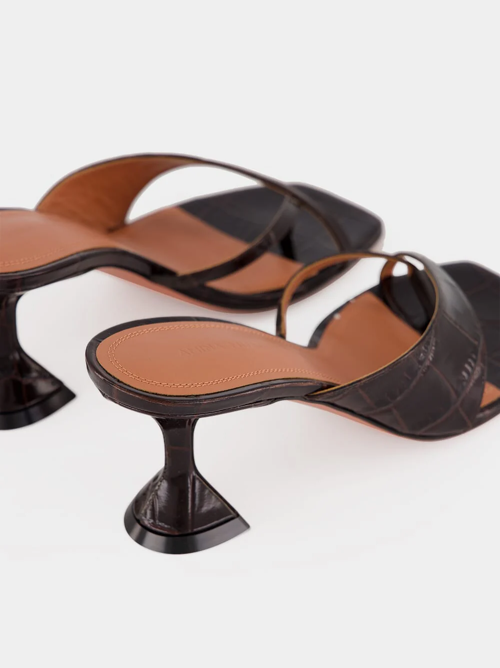Shiona 70 Coffee Crocodile Heeled Mules - Image 6