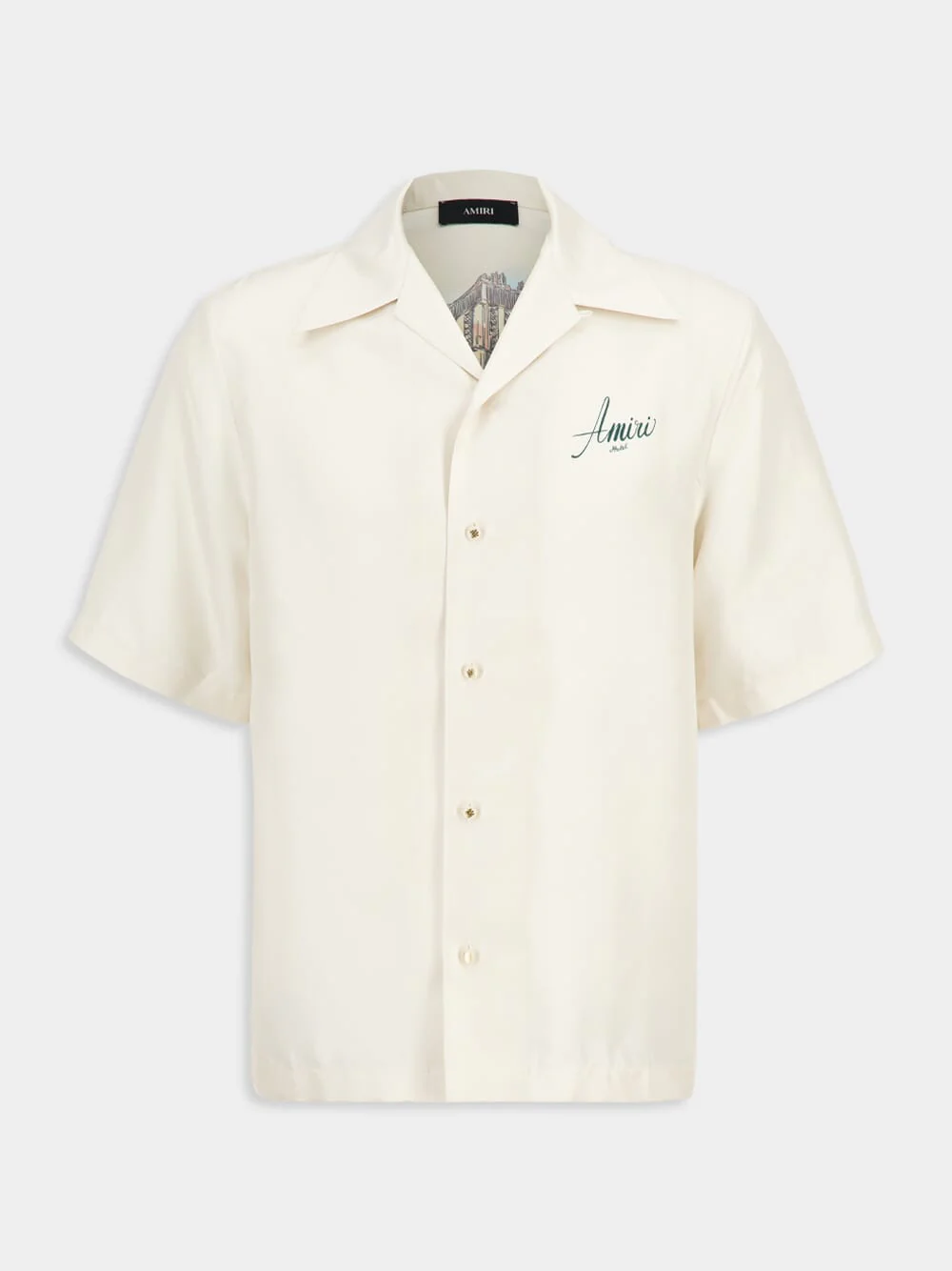 Alabaster Silk Amiri Hotel Bowling Shirt