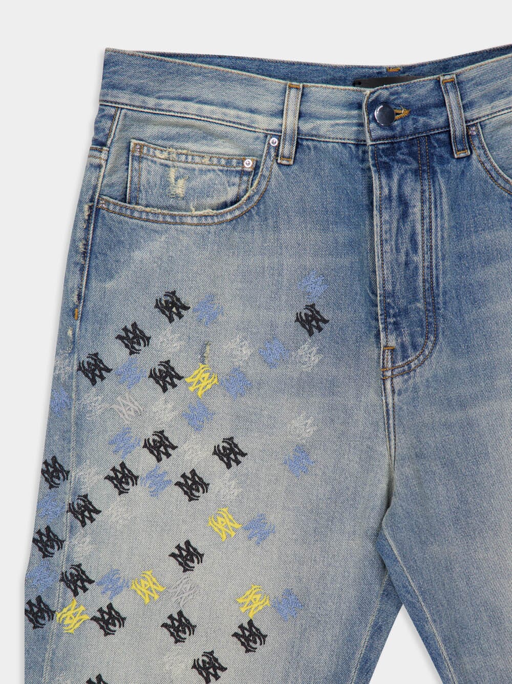 Antique Indigo MA Quad Embroidered Flare Jeans - Image 3