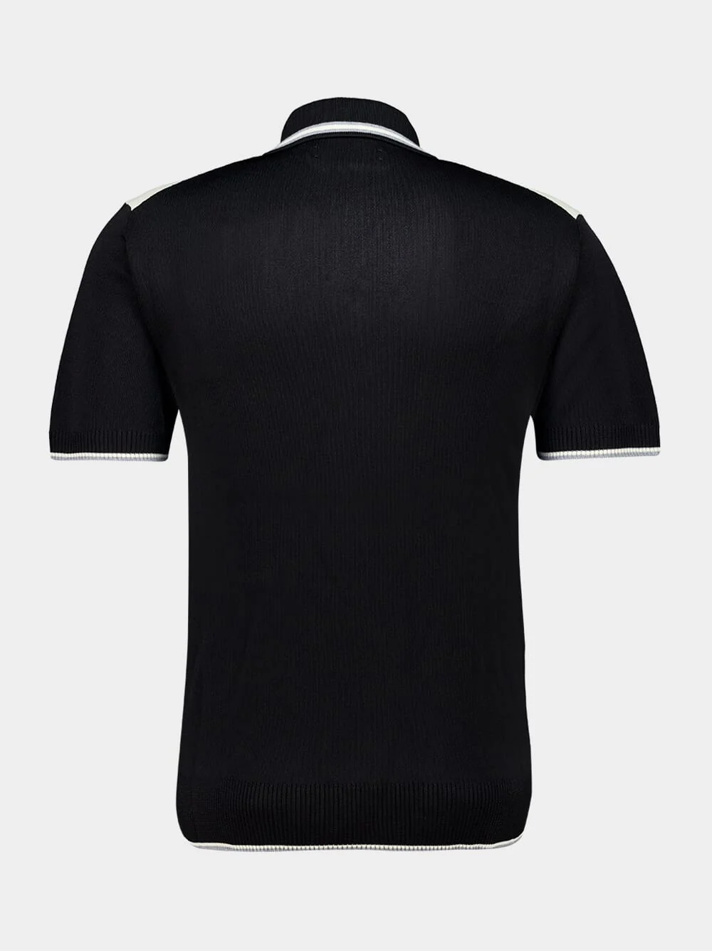 Black and White Striped Knit Polo - Image 2