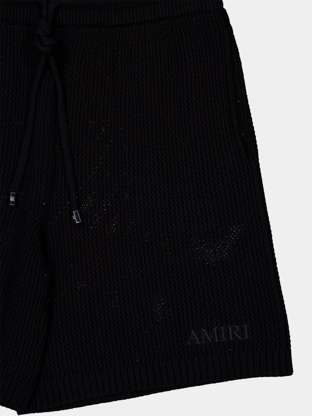 Black Crochet Mesh Shorts - Image 3