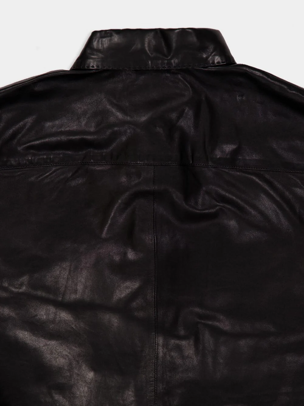 Black Lightweight Leather Button-Up Shirt - Image 3